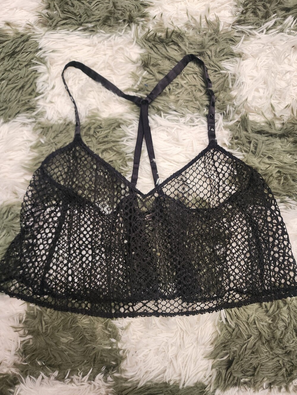Victoria Secret Woven Mesh Swim Top Cover Up Cropped Rave Top